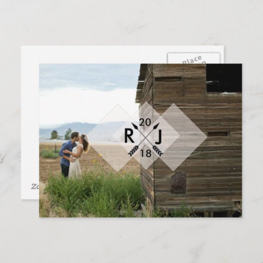 Moderne minimalist | Pijl Grafisch | Bruiloft Briefkaart (Voorkant / Achterkant)