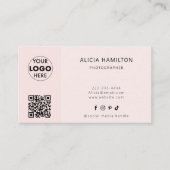 Moderne minimalist | QR-code & Logo | Blush Pink Visitekaartje (Voorkant)