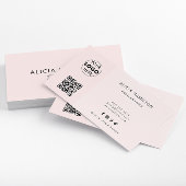 Moderne minimalist | QR-code & Logo | Blush Pink Visitekaartje