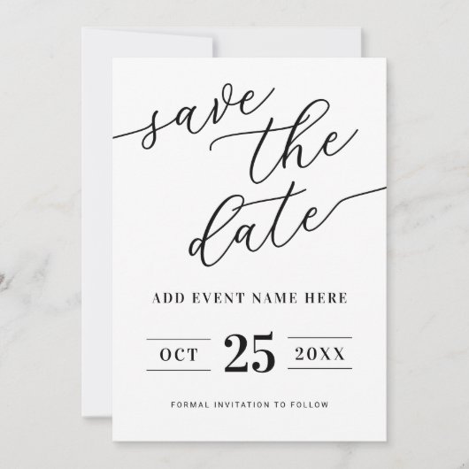 Moderne Minimalist Save The Date (Voorkant)