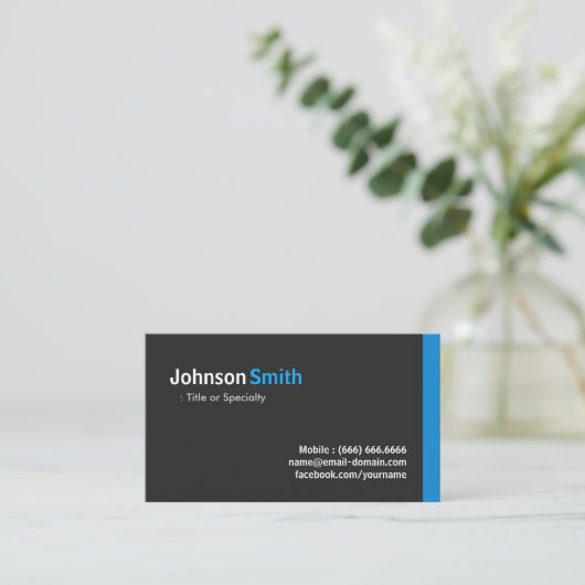 Moderne minimalist - Schone zwart en blauw Visitekaartje (Staand voorkant)