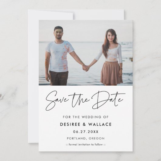 Moderne minimalist Sla de datumfoto op Save The Date (Voorkant)