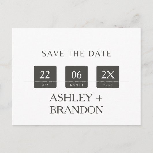 Moderne minimalist Sla de datumvakken op Briefkaart (Voorkant)