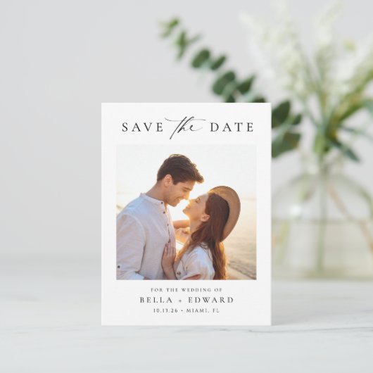 Moderne minimalist slaat de datum op briefkaart (Staand voorkant)