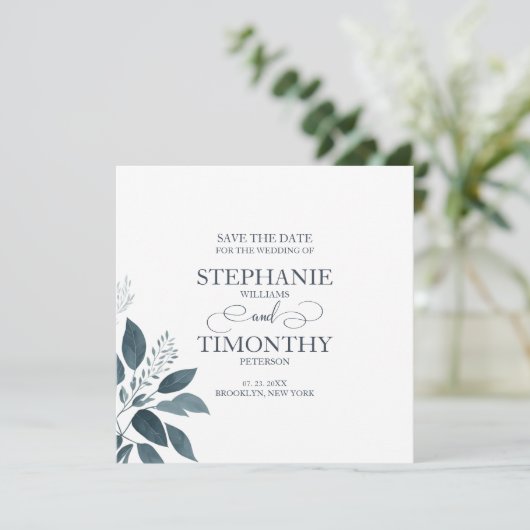 Moderne minimalist sparen de Datum QR Code Weddens Kaart (Staand voorkant)