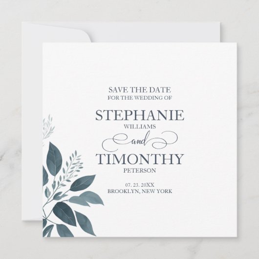 Moderne minimalist sparen de Datum QR Code Weddens Kaart (Voorkant)