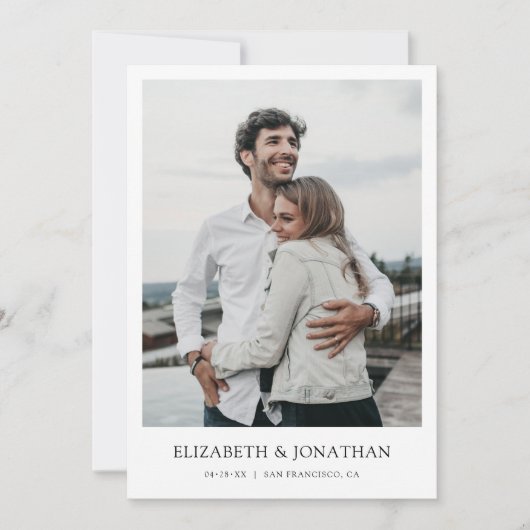 Moderne minimalist sparen de Datum Uitnodiging van (Voorkant)