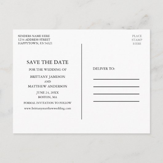 Moderne minimalist sparen de foto van het Datumpaa Briefkaart (Achterkant)