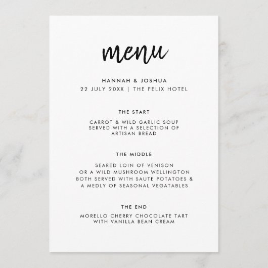 Moderne Minimalist | Stijlvol Script Eenvoudig Huw Menu (Voorkant)