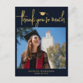 Moderne minimalist voor Navy Blue Gold Script Hart Briefkaart (Voorkant)