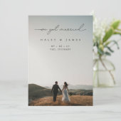 Moderne minimalist We hebben een huwelijk met foto Aankondiging (Staand voorkant)