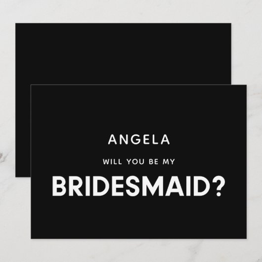 Moderne minimalist zal je mijn bruidsmeisje kaart  (Voorkant / Achterkant)