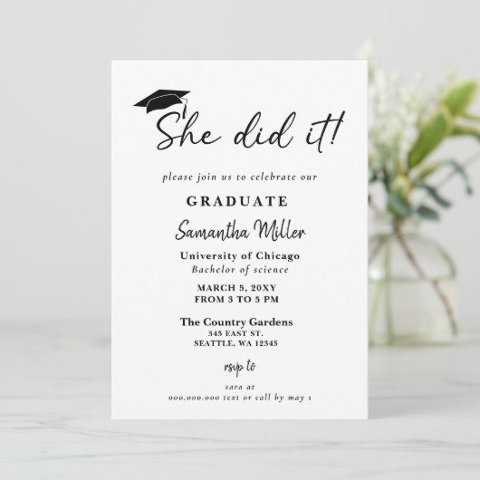 Moderne minimalist ze deed het Afstuderen Kaart (Staand voorkant)