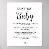Moderne minimalist zeg niet baby baby shower spel poster (Voorkant)