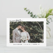 Moderne minimalist zeiden we ja foto bruiloft aankondiging (Staand voorkant)
