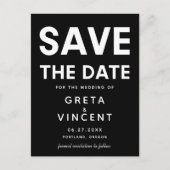 Moderne minimalist Zwart-wit Save The Date Briefkaart (Voorkant)