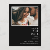 Moderne Minimalist | Zwarte Foto Save The Date Uitnodiging Briefkaart (Voorkant)