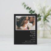 Moderne Minimalist | Zwarte Foto Save The Date Uitnodiging Briefkaart (Staand voorkant)