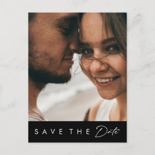 Moderne Minimalist   Zwarte Krachtige Foto Bewaar  Uitnodiging Briefkaart