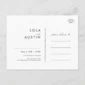 Moderne Minimalist | Zwarte Save The Date-ansichtk Uitnodiging Briefkaart (Achterkant)