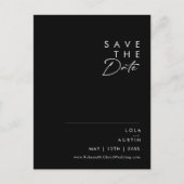 Moderne Minimalist | Zwarte Save The Date-ansichtk Uitnodiging Briefkaart (Voorkant)