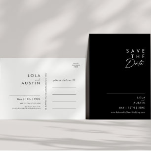 Moderne Minimalist   Zwarte Save The Date Postkaar Uitnodiging Briefkaart