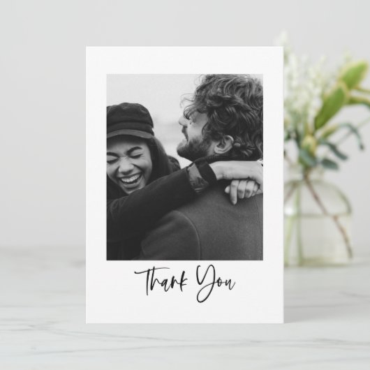 Moderne, minimalistisch script Typografie Weduwfot Bedankkaart (Staand voorkant)