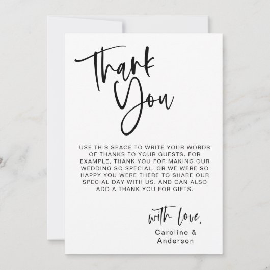 Moderne, minimalistisch script Typografie Weduwfot Bedankkaart (Achterkant)