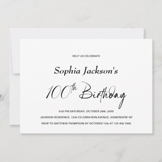 Moderne minimalistische 100ste verjaardag kaart (Voorkant)