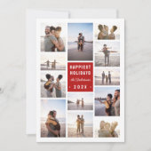 Moderne minimalistische 12 fotocollage kerst feestdagenkaart (Voorkant)