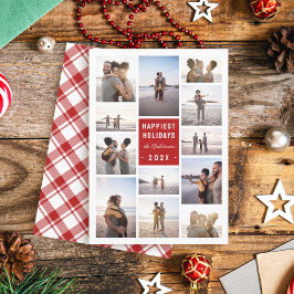 Moderne minimalistische 12 fotocollage kerst feestdagenkaart