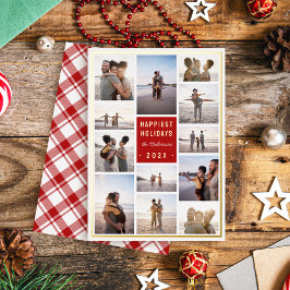 Moderne minimalistische 12 fotocollage kerst folie feestdagenkaart