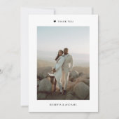 Moderne minimalistische 1 foto-bruiloft Hartelijk  Bedankkaart (Voorkant)