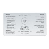 Moderne minimalistische 1 OZ Skincare Bottle Label (Voorkant)