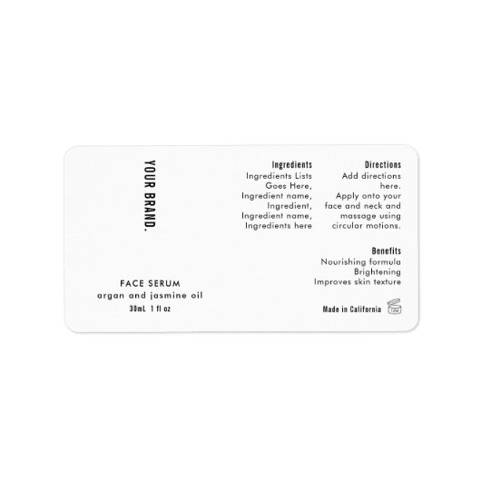 Moderne minimalistische 1oz 30ml Cosmetische Fles Etiket (Voorkant)