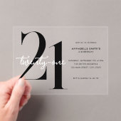 Moderne minimalistische 21ste verjaardag acryl uitnodigingen (Insitu (Draagbaar))
