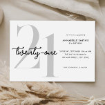 Moderne minimalistische 21ste verjaardag kaart<br><div class="desc">Moderne minimalistische 21ste verjaardagsuitnodiging met eenvoudig design met een stijlvol design en elegant script.</div>