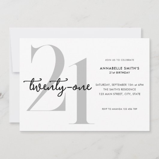 Moderne minimalistische 21ste verjaardag kaart (Voorkant)