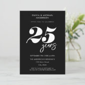 Moderne minimalistische 25e bruiloft Jubileum Kaart (Staand voorkant)