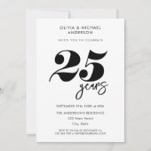 Moderne minimalistische 25e bruiloft Jubileum Kaart (Voorkant)