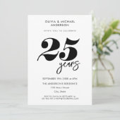 Moderne minimalistische 25e bruiloft Jubileum Kaart (Staand voorkant)