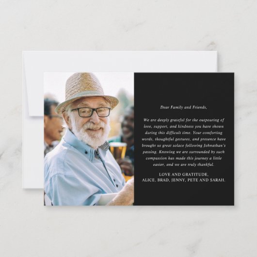 Moderne minimalistische 2-foto aangepaste herdenki bedankkaart (Voorkant)