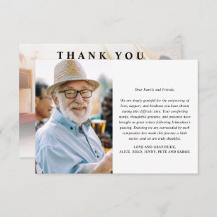 Moderne minimalistische 2-foto aangepaste herdenki bedankkaart