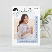 Moderne Minimalistische 2 FOTO Afstudeerfeest  Kaart (Staand voorkant)