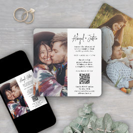 Moderne Minimalistische 2 Foto All-In-One QR RSVP  Kaart