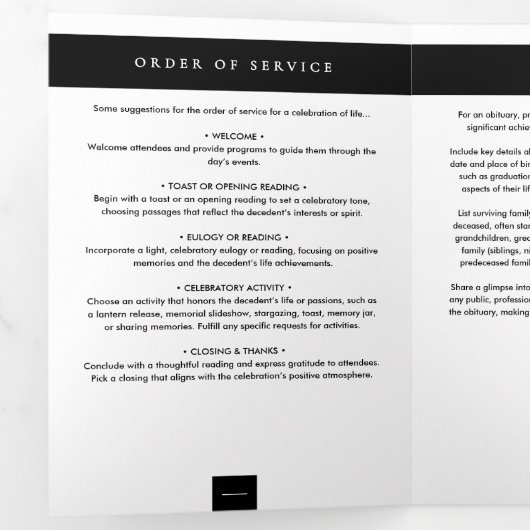 Moderne minimalistische 2-foto begrafenis / herden drieluik programma (Binnenzijde eerst)