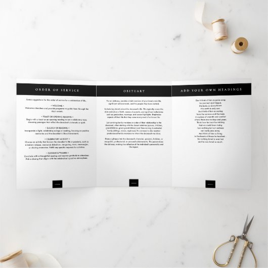 Moderne minimalistische 2-foto begrafenis / herden drieluik programma (Binnen)