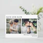 Moderne minimalistische 2 foto bespaart onze datum save the date (Staand voorkant)