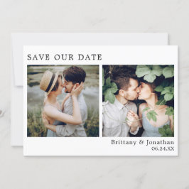 Moderne minimalistische 2 foto bespaart onze datum save the date