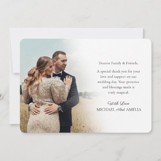 Moderne minimalistische 2 foto bruiloft dank u kaa (Achterkant)